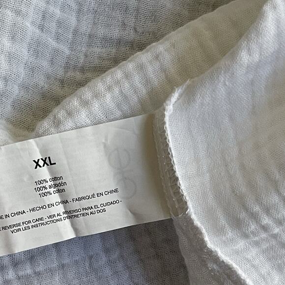 Anne Klein Crinkle Gauze Roll Tab Sleeve Button Down Shirt Size XXL Coastal - Picture 5 of 6